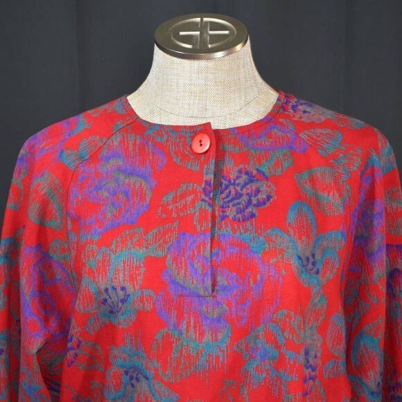 Vintage Rodier Paris Red and Purple Floral Brocade- 38 - Picture 4 of 7